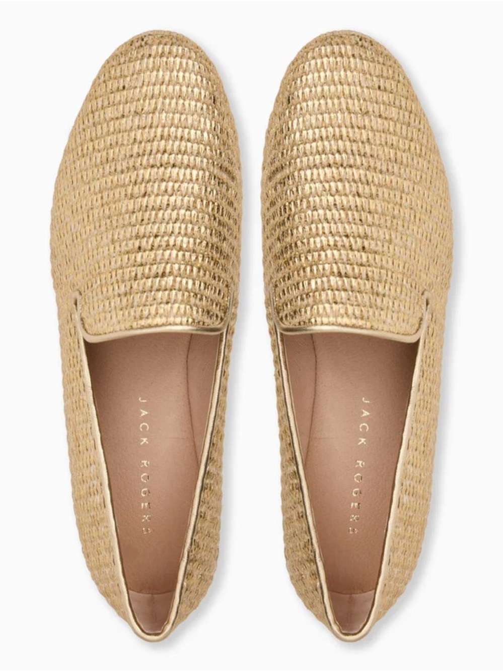Jack Rogers Gold Woven Loafers | Metallic Slip-On Flats | New With Box Size 8